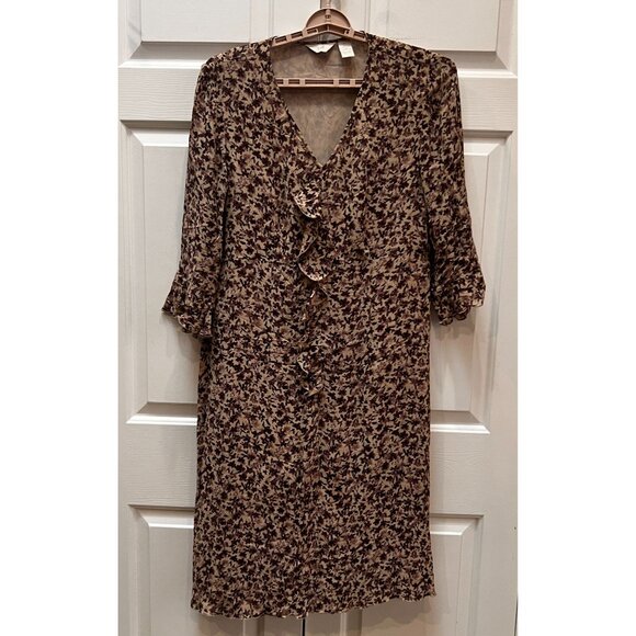 J. Jill Womens Med Romantic Boho Cottagecore Peasant Ruffle Front Floral Dress - Picture 11 of 11